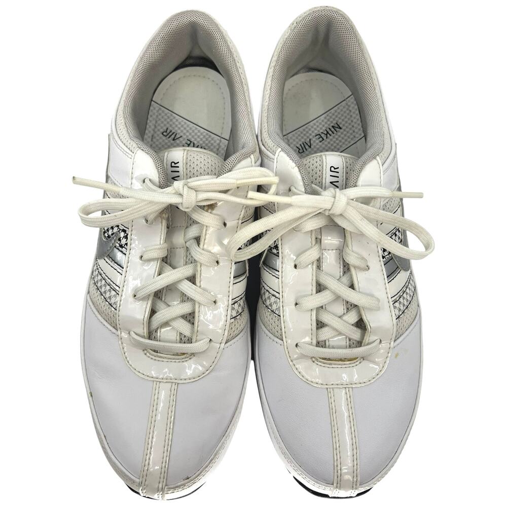 Nike Air Golf Shoes White Silver Spiked Leather Athletic - Women 8.5 - Picture 2 of 11